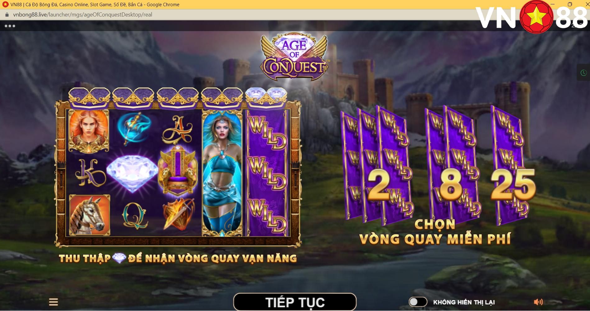 Tất cả vị trí trên một guồng quay Age of Conquest sẽ thành biểu tượng vạn năng